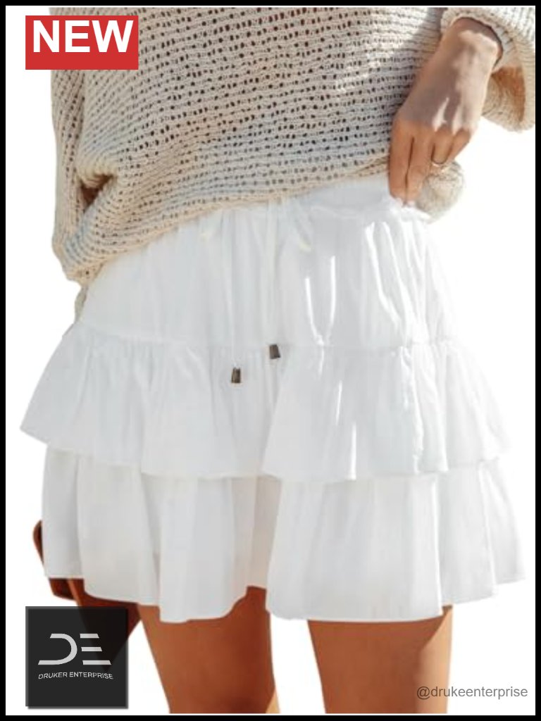 Women's High Waist Flowy Tiered Skort Cotton Blend Tennis Golf Shorts